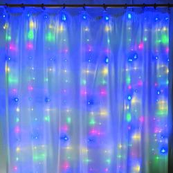 Life Light Led Nano jégcsap függöny 3x1 méter, 100 db színes, multi color Leddel, 8 funkciós vezérlővel! 5V, USB csatlakozós! Life Light Led (LLKNANOIP44USB8FCUR3X1M100LMC)