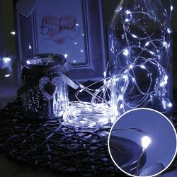 Karácsonyi Mikro- Ledes Nano fényfüzér, IP44, kültérre is! 300 db hideg fehér Leddel, ezüst vezetékkel. Csak világít, időzítős! (LLKNANOIP44STIM300LCW)