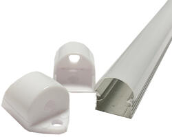 Life Light Led Alusín Led profil szett, íves búra, ragasztható vagy csavarozható! 8-12 mm Led szalaghoz. 1 m sín+ opál búra+2 db rögzítő+2 db vég. Life Light Led (LLLSZASIN1MIVTEJSZETT)