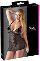 Cottelli Collection Plus Size - csipkebetétes áttetsző negiligé (fekete) (27511431081) - vagyaim