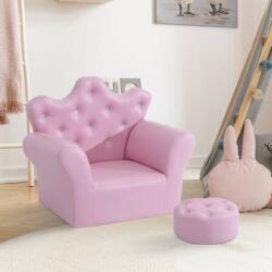  Rózsaszín fotel lábtartóval gyerekeknek - Róza (AO 02-0519)