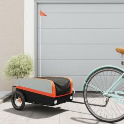 vidaXL fekete-narancssárga vas kerékpár-utánfutó 30 kg (94033)