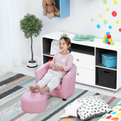  Rózsaszín gyerek fotel ajándék lábtartóval - Rose (AO310-036)