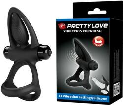 Pretty Love Inel Penis Pretty Love Vibranting Ring, 10 Moduri Vibratii, Silicon, Negru Vibrator