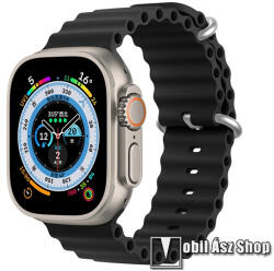 DUX DUCIS okosóra szíj - FEKETE - szilikon, csőszerkezetes struktúra, állítható, csatos - Apple Watch Series 1/2/3 38mm / 4/5/6/SE 40mm / 7/8/9 41mm / 10 42mm