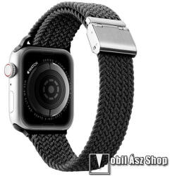 DUX DUCIS okosóra szíj - FEKETE - fonott szövet, állítható - Apple Watch Series 1/2/3 38mm / 4/5/6/SE 40mm / 7/8 41mm / 10 42mm
