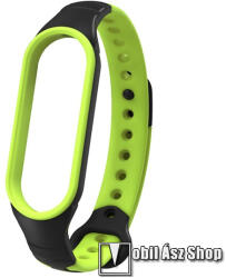 Okosóra szíj - FEKETE / ZÖLD - szilikon, állítható - Xiaomi Mi Band 5 / Mi Band 6 / Mi Band 7 / Amazfit Band 5