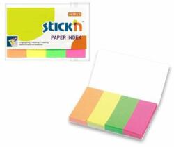 STICK'N Stick index hartie color 20x50 mm, 4x50 file/set, STICK'N - 4 culori neon (HO-21205)