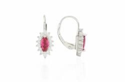 Ezüst fülbevaló patentzáras elegáns fehér és pink kövekkel ródiumbevonatos