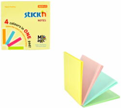 STICK'N Notes autoadeziv 76x76 mm, 100 file, 4 culori pastel, STICK'N Magic (HO-21574) - roveli