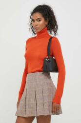 Ralph Lauren pulóver selyemkeverékből könnyű, narancssárga, garbónyakú - narancssárga S