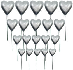  20 darabos műanyag dekorációs szív - Ezüst
