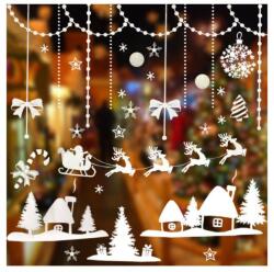 Karácsonyi öntapadós ablak matrica - Mikulás a téli tájban (8239)