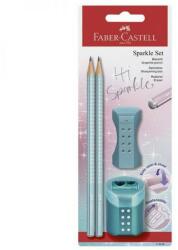Faber-Castell Grip Sparkle Roll-On grafitceruza szett - 2 db ceruza + hegyező + radír - óceánkék (FC-118282KEK)