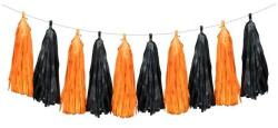PartyPal Fekete - narancssárga bojtos girland , 15, méter x 34 cm (MEZ-6665575125813)