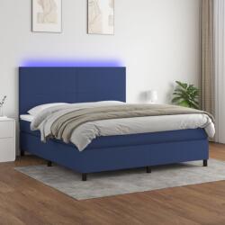 vidaXL kék szövet rugós és LED-es ágy matraccal 180 x 200 cm (3134739) - vidaxl