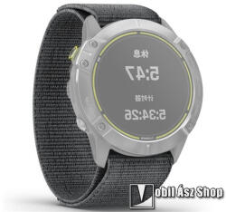  Okosóra szíj - 26mm széles, szövet, tépőzáras - SZÜRKE - Garmin Fenix 3 / 3 HR / 5X / 5X Plus / 5X Plus Sapphire / 6X / 6X Sapphire / 6X Pro / 6X Pro Solar / 6X Pro Sapphire / Quatix 3 / D2 / Descent 