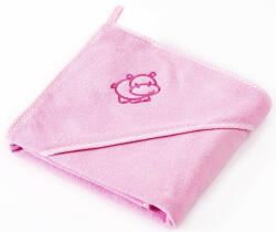 Kapucnis fürdőlepedő 80*80 cm - viziló rózsaszín - babyshopkaposvar