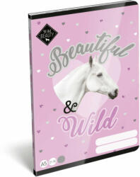 Lizzy Card Wild Beauty Purple tűzött füzet A/5, 40 lap vonalas, lovas