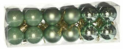 Műanyag karácsonyfadísz gömb, menta színű fényes, selyem és matt, 3cm, 24db