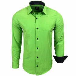 RUSTY NEAL cămașă bărbați R-44 cu mânecă lungă, slim fit Verde 3XL