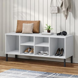 vidaXL OSLO fehér tömör fa cipőszekrény fém lábakkal 106 x 35 x 45 cm (350996)