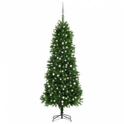 vidaXL zöld megvilágított műkarácsonyfa gömb szettel 240 cm (3077729) - balena