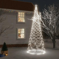 vidaXL hideg fehér 1400 LED-es karácsonyfa fémoszloppal 5 m (328634)