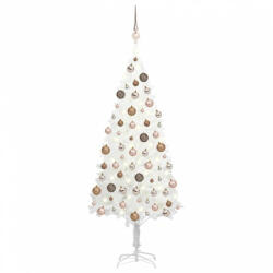 vidaXL fehér megvilágított műkarácsonyfa gömb szettel 120 cm (3077632) - balena