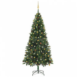 vidaXL zöld megvilágított műkarácsonyfa gömb szettel 210 cm (3077798) - balena