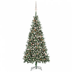 vidaXL megvilágított műkarácsonyfa gömb szettel és tobozzal 210 cm (3077849) - balena