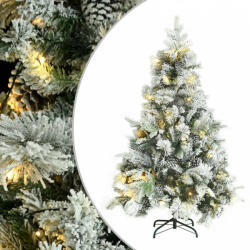 vidaXL PVC és PE megvilágított karácsonyfa hóval/fenyőtobozzal 150 cm (3094560) - balena