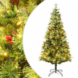 vidaXL zöld PVC és PE megvilágított karácsonyfa fenyőtobozzal 120 cm (3094555) - balena