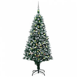 vidaXL megvilágított műkarácsonyfa gömb szettel és tobozzal 210 cm (3077704) - balena