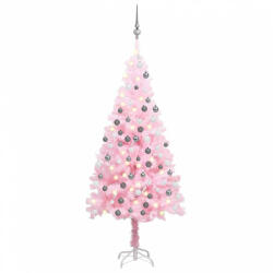vidaXL rózsaszín PVC megvilágított műkarácsonyfa gömb szettel 180 cm (3077671) - balena