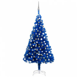 vidaXL kék PVC megvilágított műkarácsonyfa gömb szettel 120 cm (3077679)