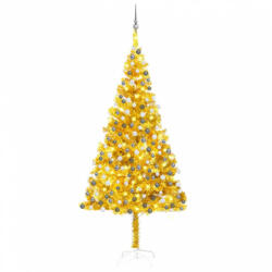 vidaXL aranyszínű PET megvilágított műkarácsonyfa gömb szettel 210 cm (3077692) - balena