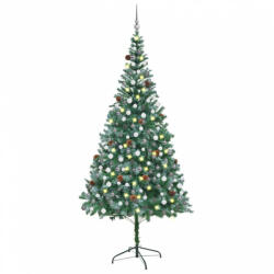 vidaXL megvilágított műkarácsonyfa gömb szettel és tobozzal 210 cm (3077701) - balena