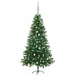 vidaXL zöld megvilágított műkarácsonyfa gömb szettel 150 cm (3077726) - balena