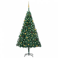 vidaXL zöld megvilágított műkarácsonyfa gömb szettel 240 cm (3077538) - balena