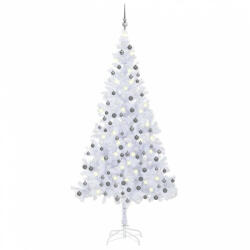 vidaXL fehér megvilágított műkarácsonyfa gömb szettel 240 cm L (3077668) - balena
