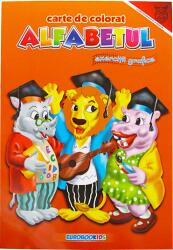 Carte de colorat educativa: alfabet si exercitii grafice, A4 16 pagini Eurobookids (CARCOL47)