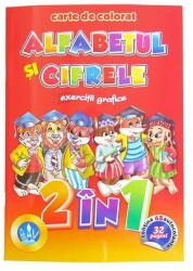 Carte de colorat educativa: alfabetul si cifrele: exercitii grafice, B5 32 pagini Eurobook (CARCOL75)