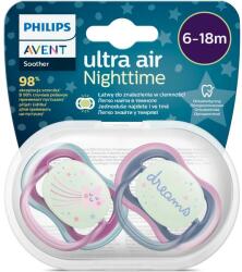 Philips Set 2 suzete Philips-Avent SCF376/14, ultra air NightTime 6-18 luni, Ortodontice, fara BPA, Fosforescent, Dreams/Stea (SCF376/14)