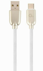 Gembird CABLU alimentare si date GEMBIRD, pt. smartphone, USB 2.0 (T) la USB 2.0 Type-C (T), 1m, premium, cablu din cauciuc, alb, conect (CC-USB2R-AMCM-1M-W)
