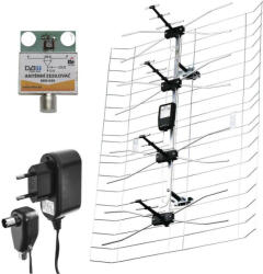 EMOS Kültéri antenna EM-030, 0-100 km, DVB-T2, DAB, LTE/4G szűrő