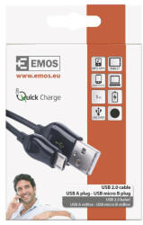 EMOS Töltő- és adatkábel USB-A 2.0 / micro USB-B 2.0, Quick Charge, 1 m, fekete