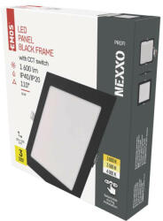 EMOS LED süllyesztett lámpatest NEXXO, négyzet, fekete, 18W, CCT