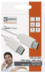 EMOS Töltő- és adatkábel USB-C 2.0 / USB-C 2.0, 1 m, fehér