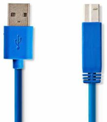 Nedis Cablu USB | USB 3.2 Gen 1 | Mufa USB-A | Mufa USB-B | 5 Gbps | Placat cu nichel | 3.00 m | Rotund | PVC | Albastru | Pungă de plastic (CCGP61100BU30)